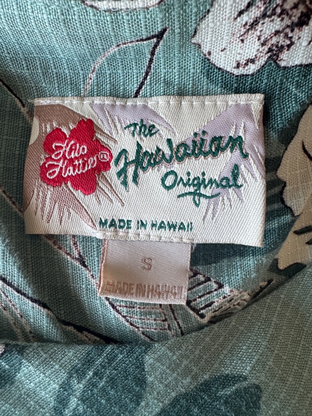 Vintage Hilo Hattie Hawaiian Floral Midi Dress Sage Green Small - Picture 6 of 8